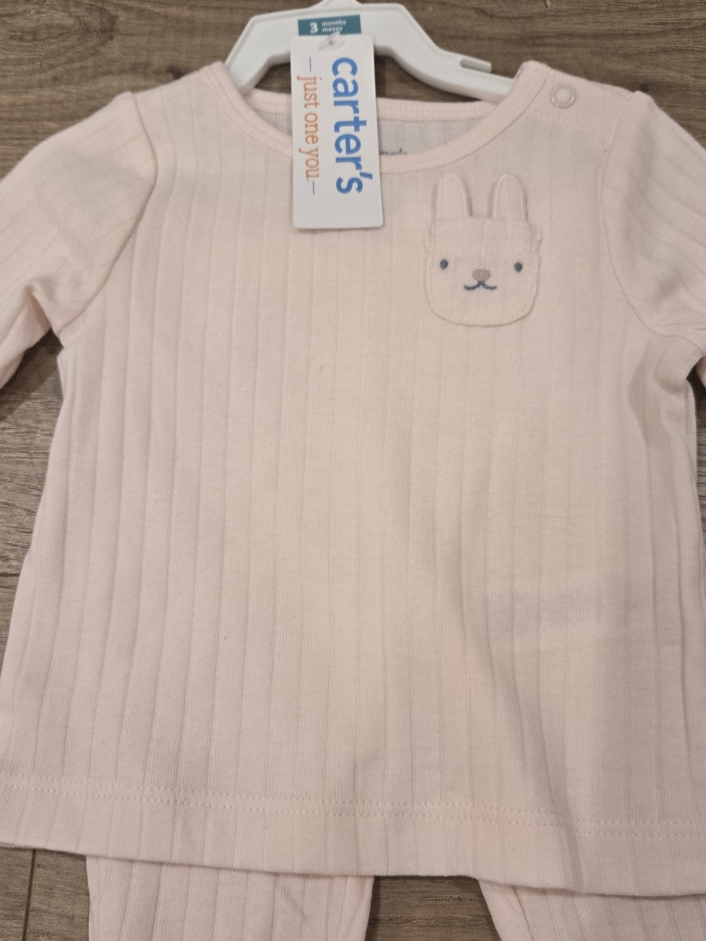 NEW Carter’s 2pc Bunny Pocket Ribbed Set - Pink Multi Sizes (NB & 3M) - Picture 4 of 12